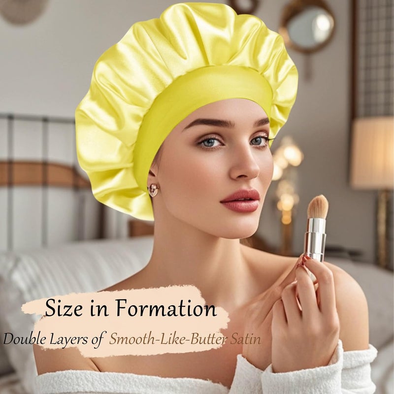 Doitory Store Satin Silk Bonnet for Sleeping, Soft Satin Lined Hair Bonnet for Women, Double Layer Sleep Nightcap - Image 4